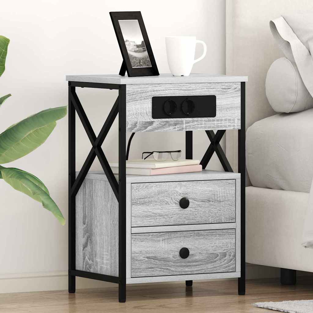 Noptiera 2 pcs sonoma gri 40 x 31 x 60 cm Lemn compozit — imaginea 3