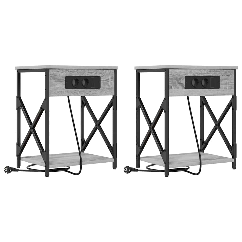 Noptiera 2 pcs sonoma gri 41 x 31 x 51 cm Lemn compozit — imaginea 2