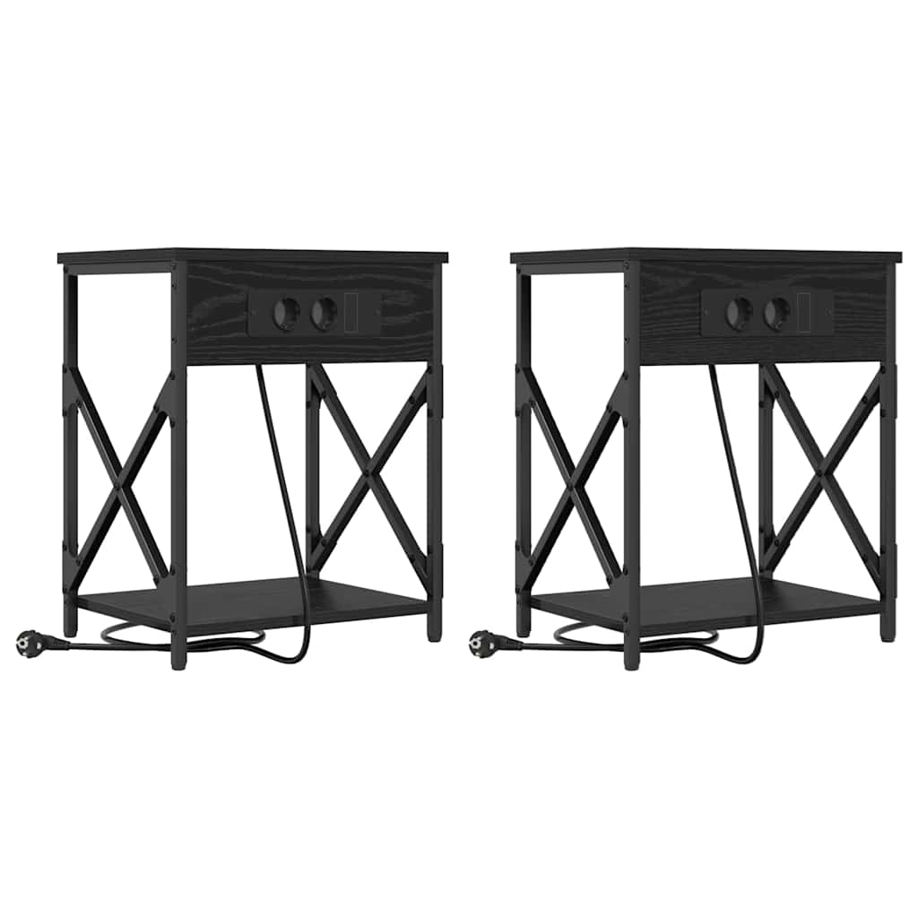 Noptiera cu sertar 2 pcs stejar negru 41 x 31 x 51 cm — imaginea 2