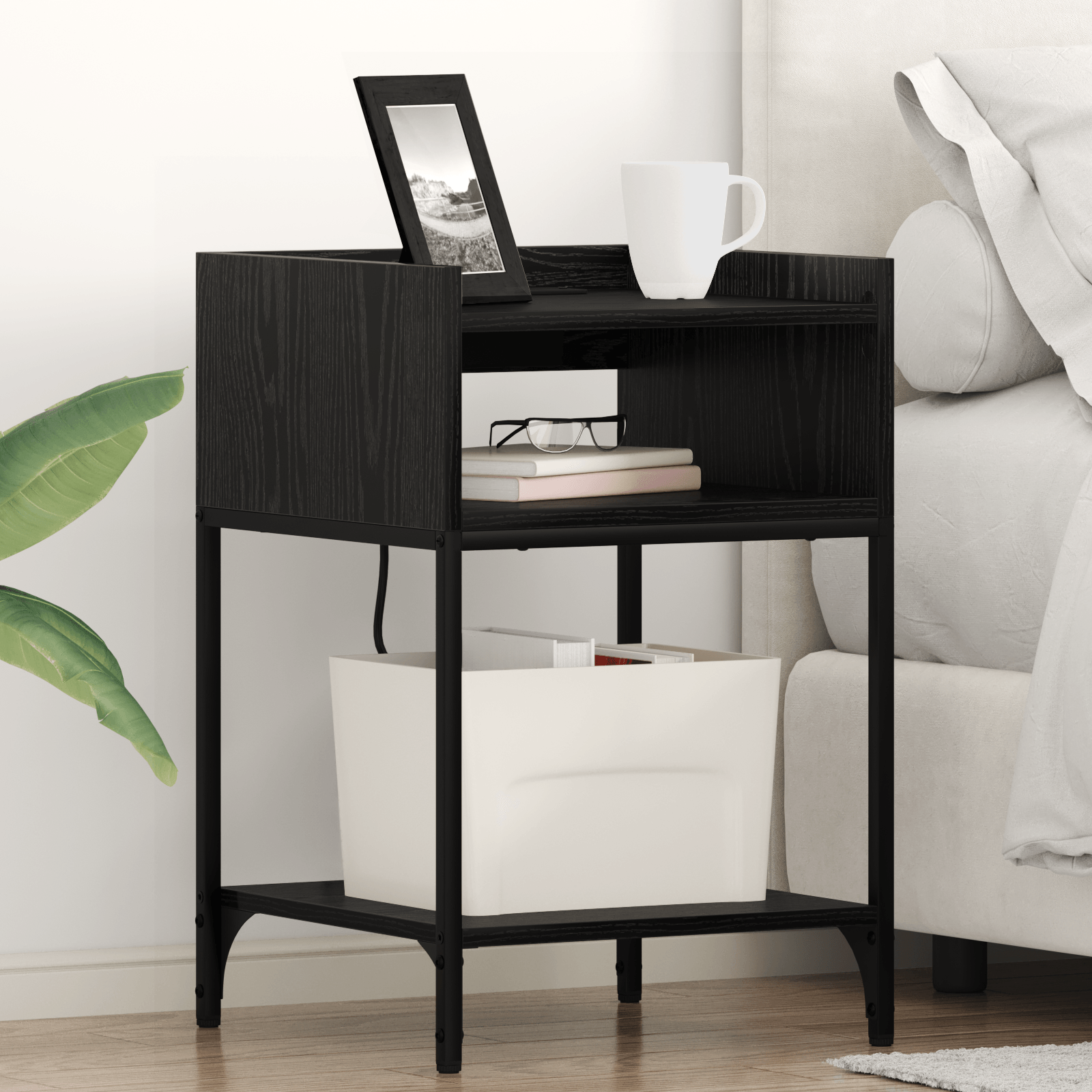 Noptiera stejar negru 40 x 40 x 61 cm Lemn compozit — imaginea 2