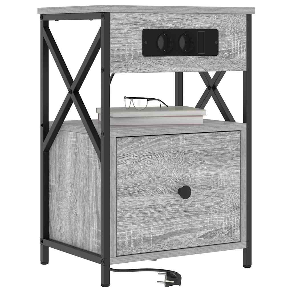 Noptiera sonoma gri 40 x 31 x 60 cm Lemn compozit — imaginea 3