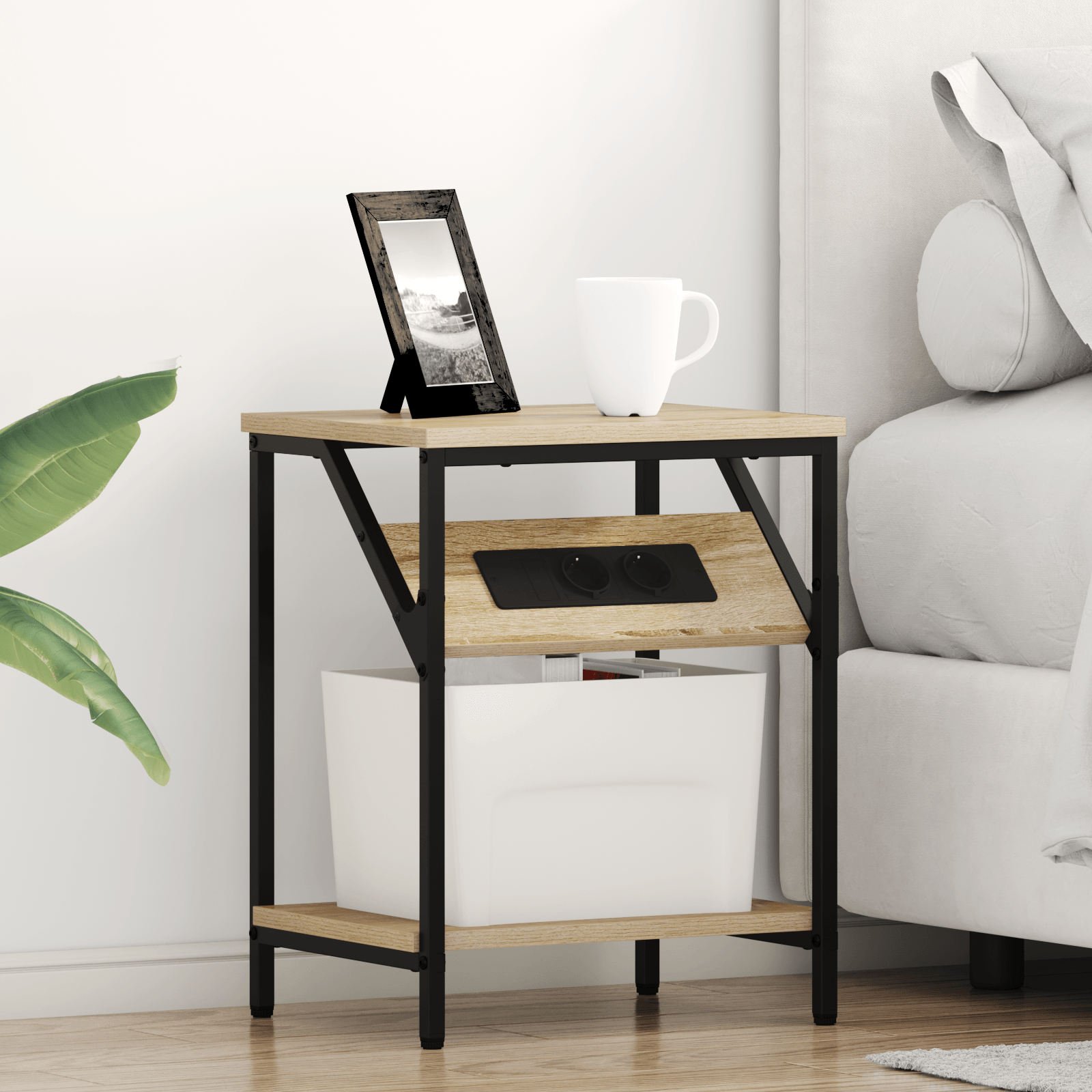 Noptiera stejar sonoma 38 x 30 x 48 cm Lemn compozit — imaginea 2