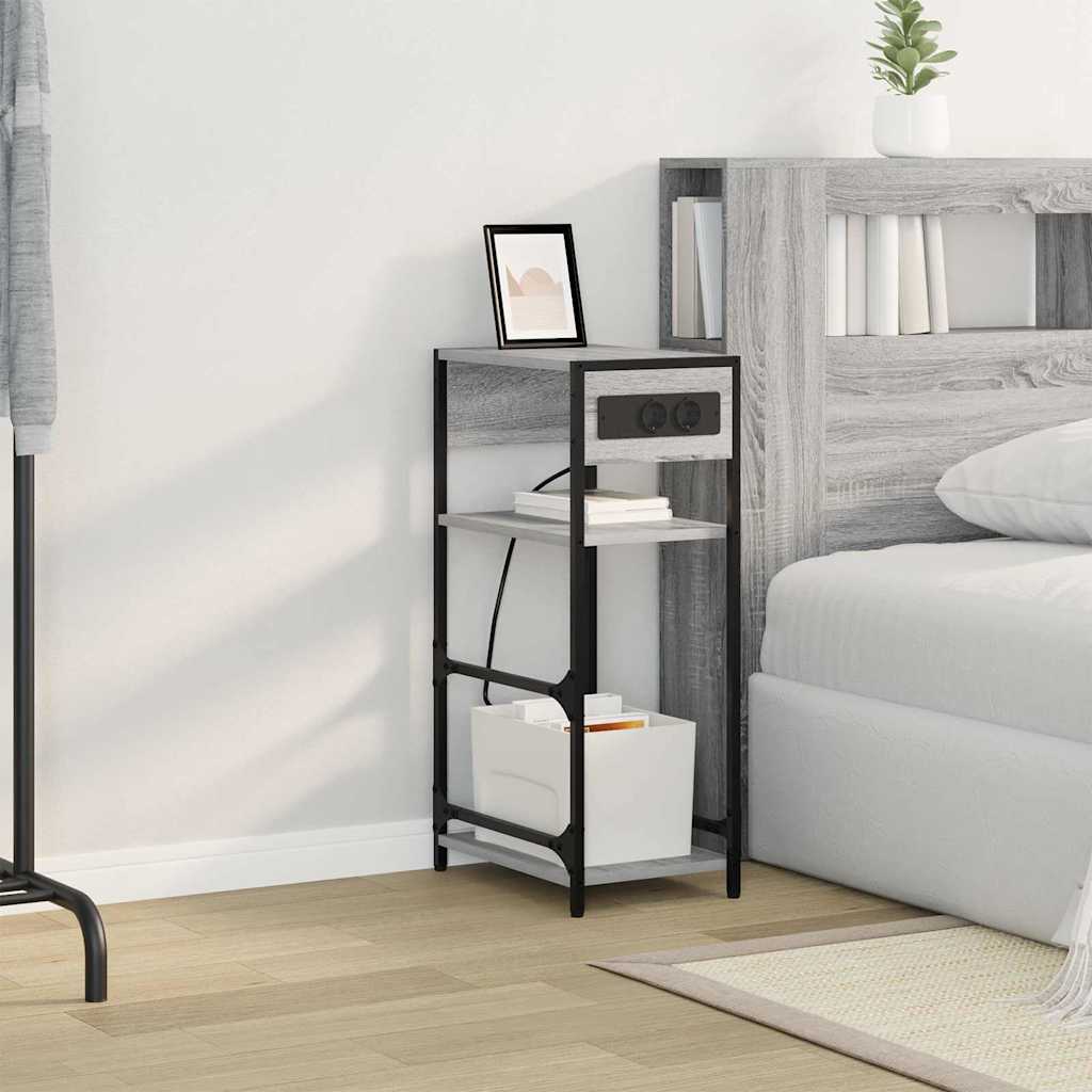 Noptiera sonoma gri 40 x 27 x 76 cm Lemn compozit — imaginea 4