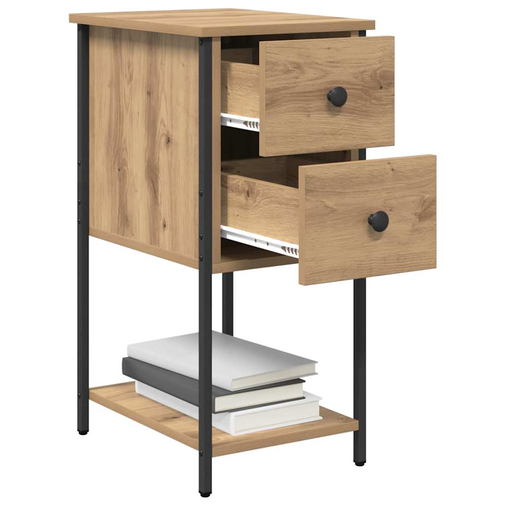 Noptiera 2 pcs stejar artizanal 32 x 42 x 70 cm — imaginea 3