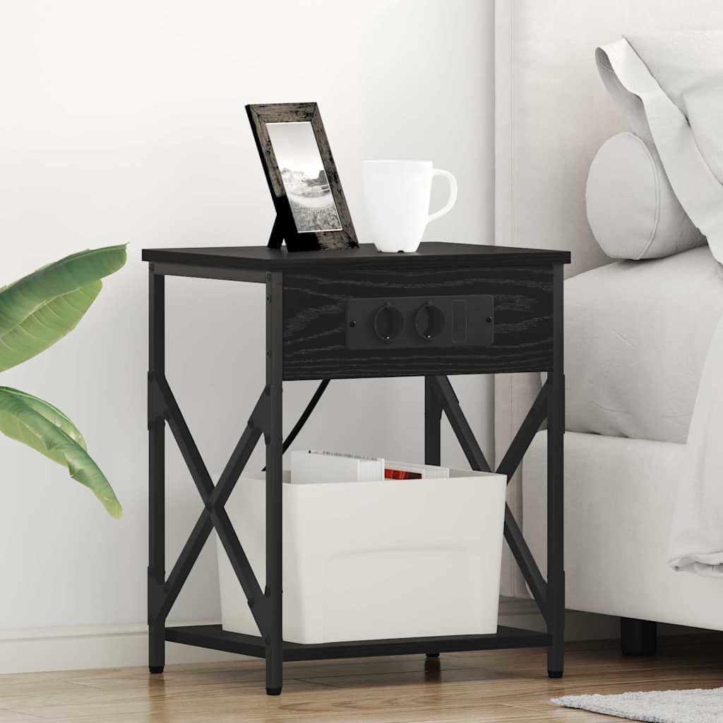 Noptiera cu sertar 2 pcs stejar negru 41 x 31 x 51 cm — imaginea 3