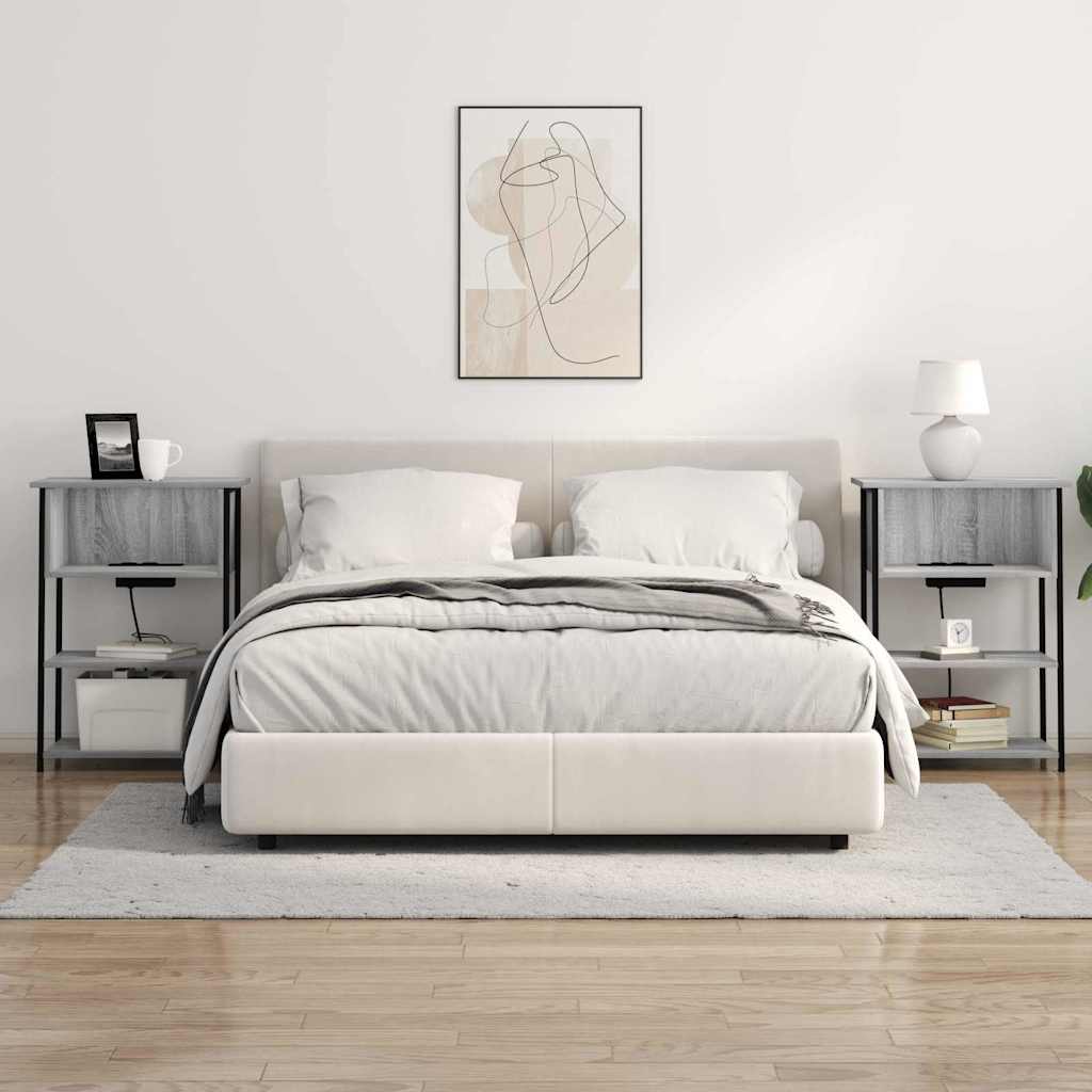 Noptiera sonoma gri 55 x 31 x 76 cm Lemn compozit — imaginea 4