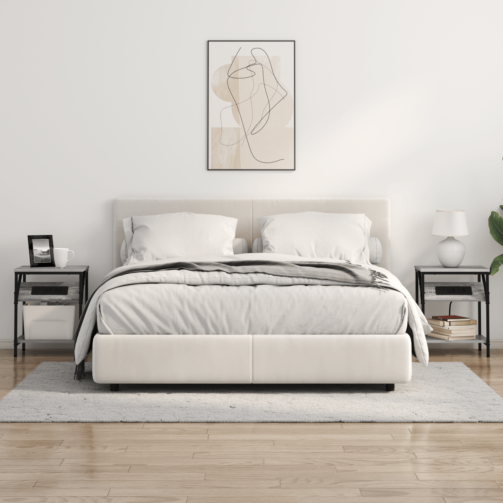 Noptiera sonoma gri 38 x 30 x 48 cm Lemn compozit — imaginea 4