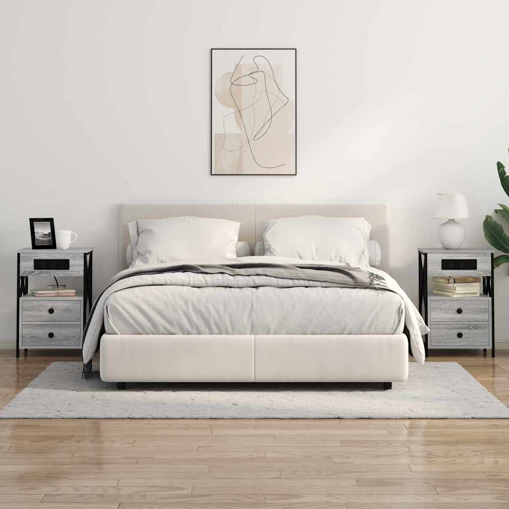 Noptiera 2 pcs sonoma gri 40 x 31 x 60 cm Lemn compozit — imaginea 4