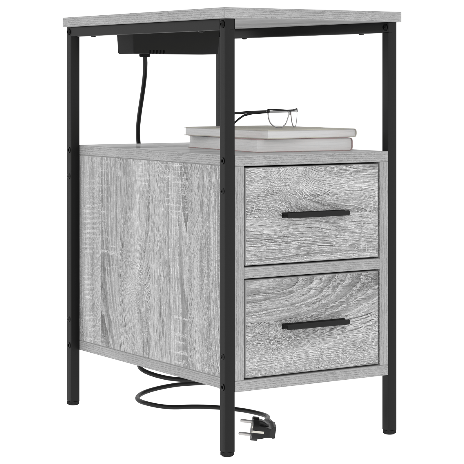 Noptiera sonoma gri 30 x 48 x 61 cm Lemn compozit — imaginea 3