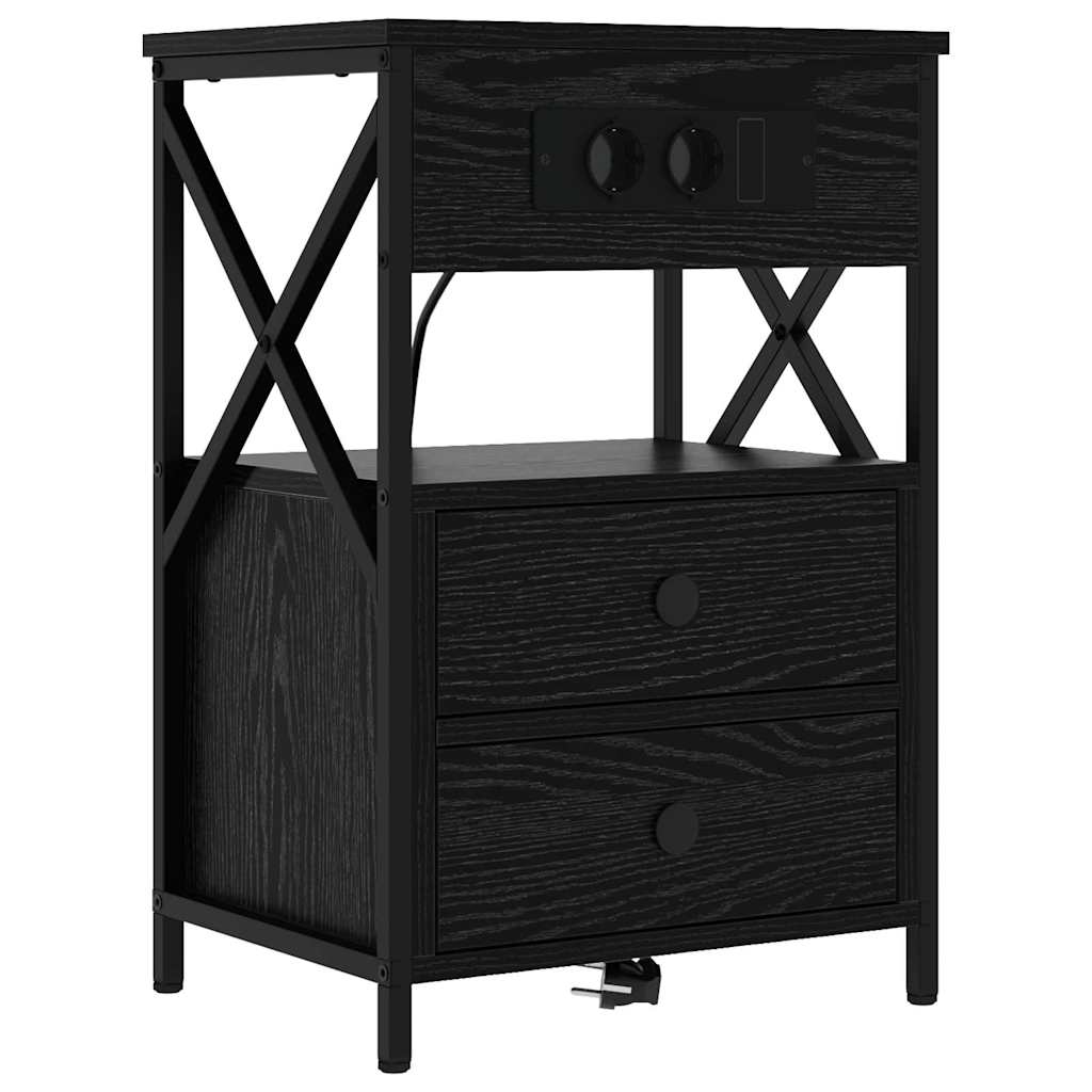 Noptiera cu sertar 2 pcs stejar negru 40 x 31 x 60 cm — imaginea 5