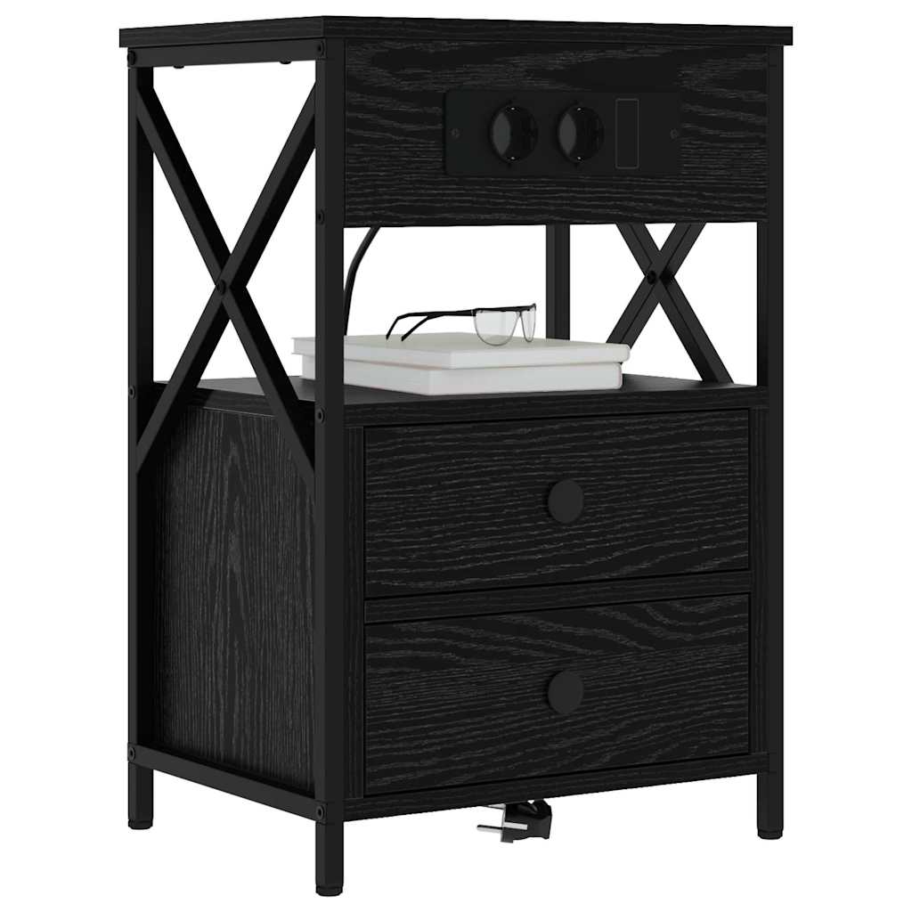 Noptiera stejar negru 40 x 31 x 60 cm Lemn compozit — imaginea 3