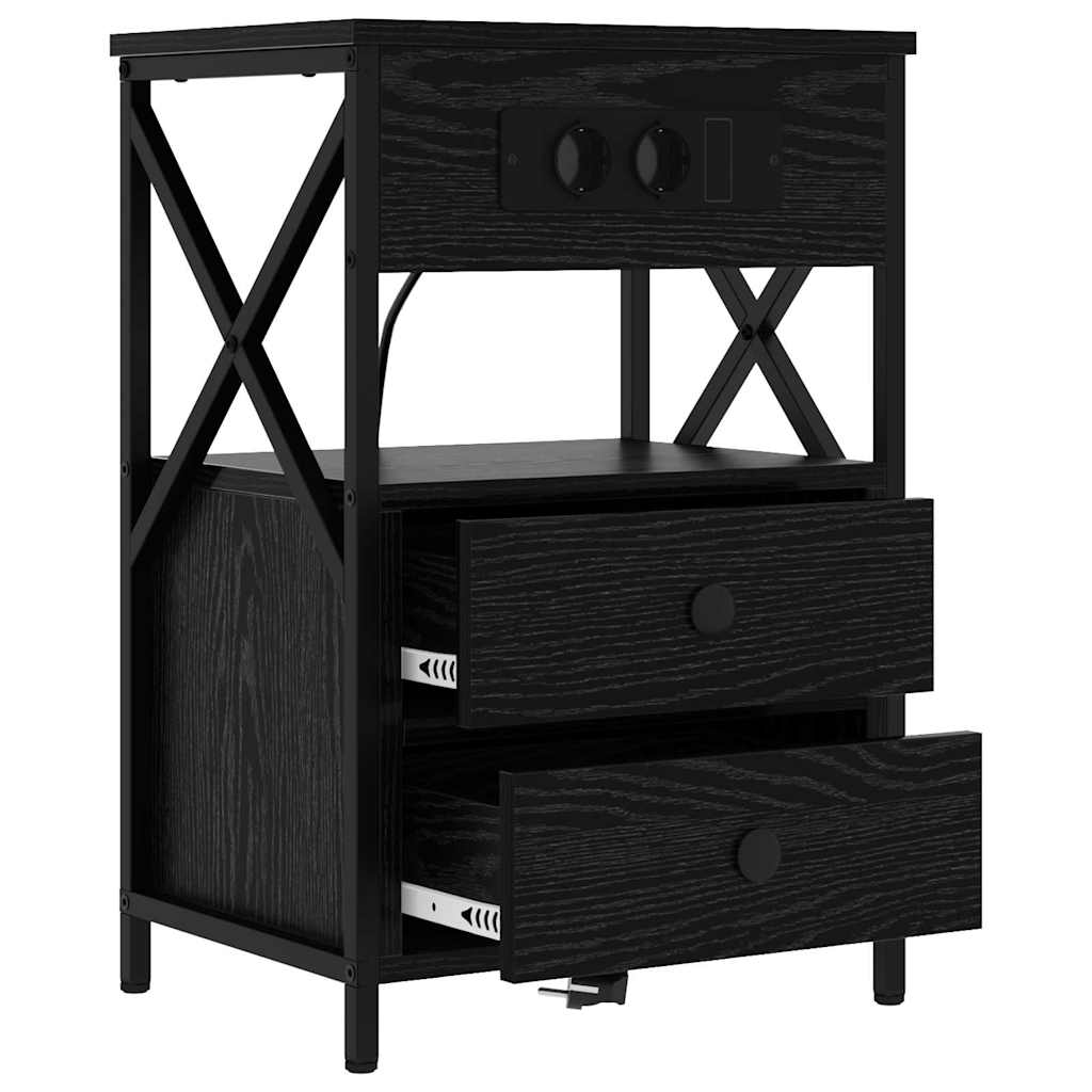 Noptiera cu sertar 2 pcs stejar negru 40 x 31 x 60 cm — imaginea 6