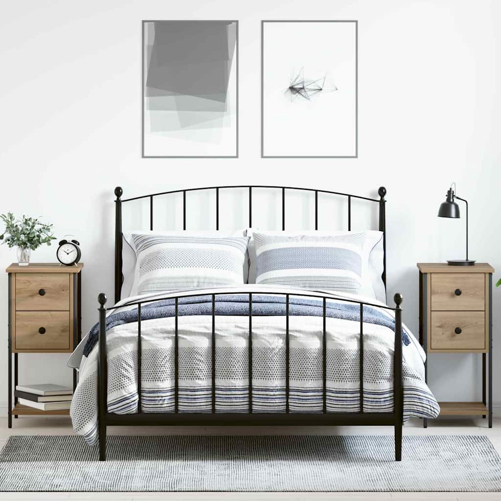 Noptiera 2 pcs stejar artizanal 32 x 42 x 70 cm — imaginea 5