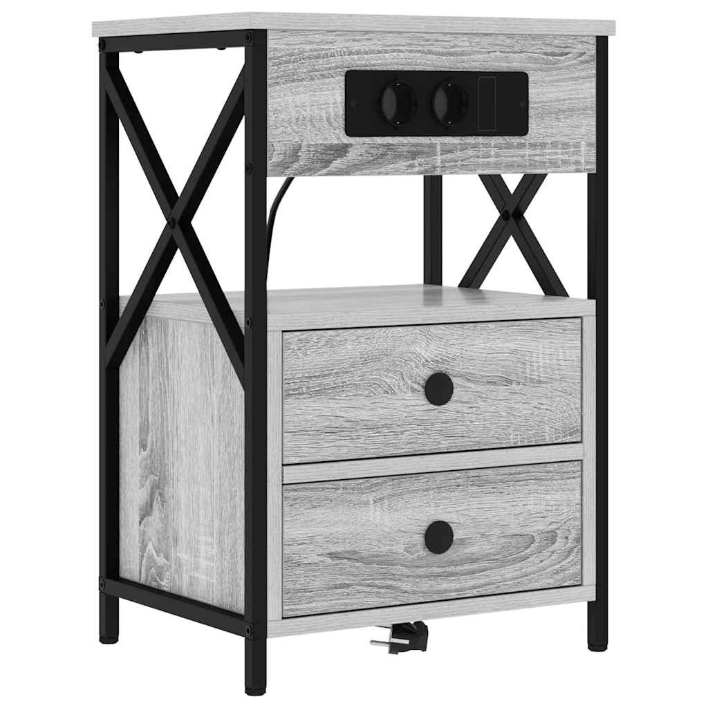 Noptiera 2 pcs sonoma gri 40 x 31 x 60 cm Lemn compozit — imaginea 5