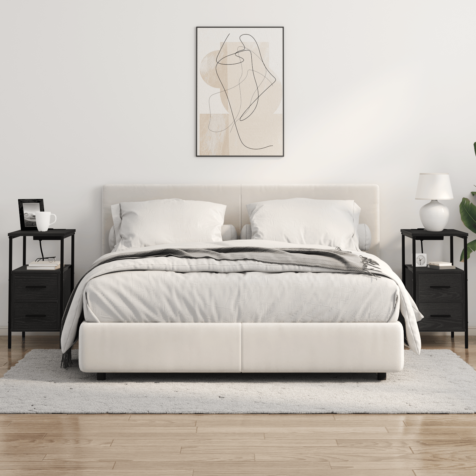 Noptiera stejar negru 30 x 48 x 61 cm Lemn compozit — imaginea 4