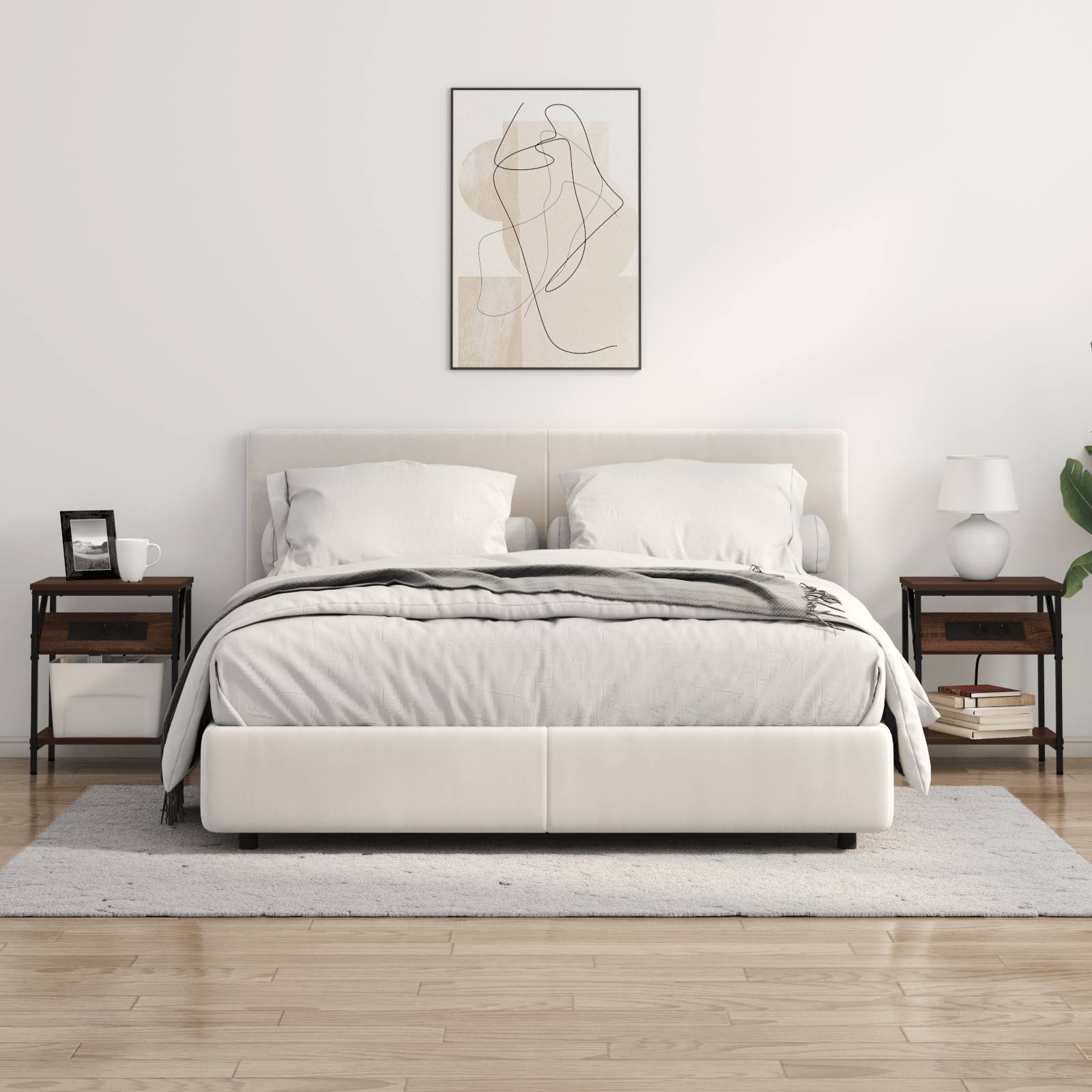 Noptiera stejar brun 38 x 30 x 48 cm Lemn compozit — imaginea 4