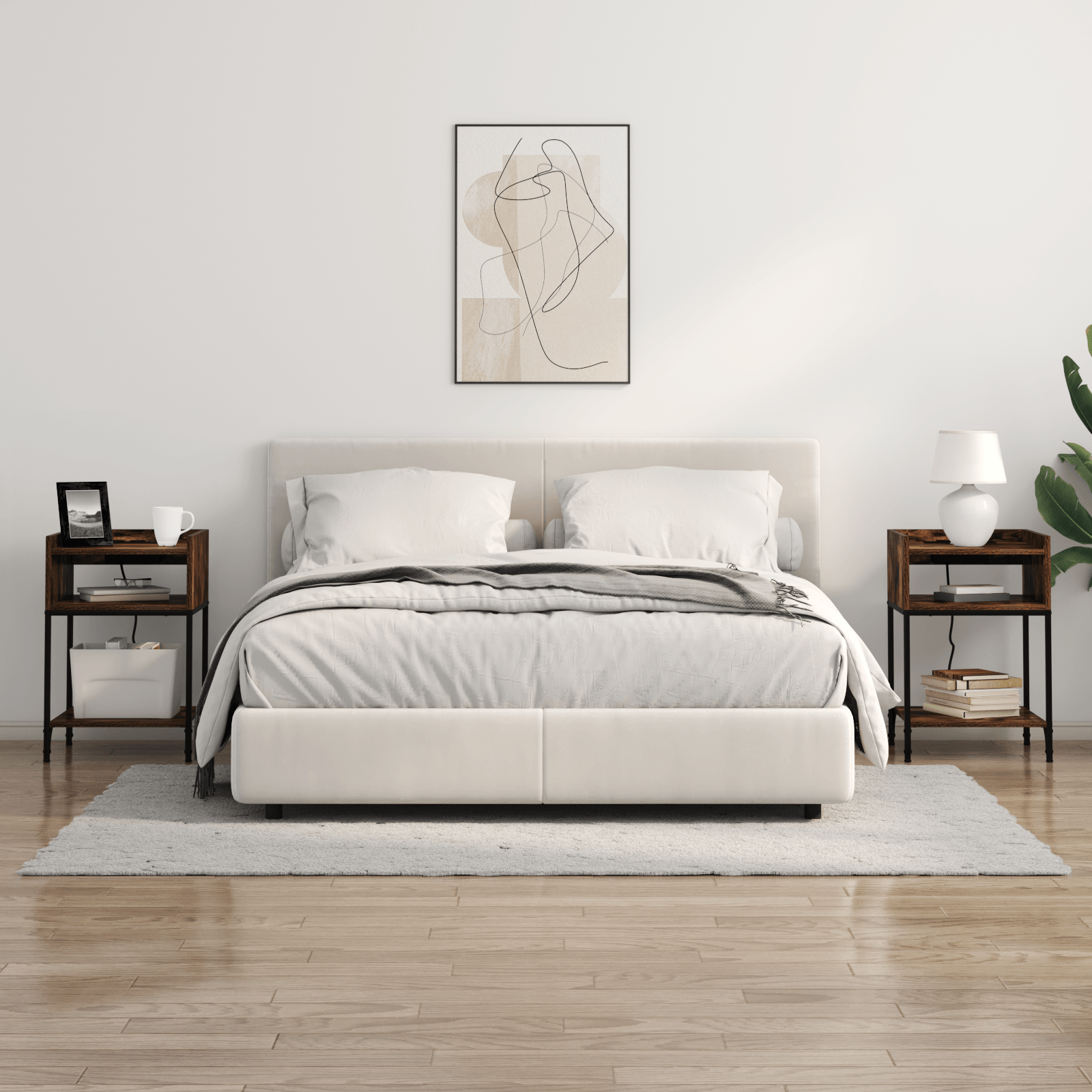 Noptiera stejar afumat 40 x 40 x 61 cm Lemn compozit — imaginea 4