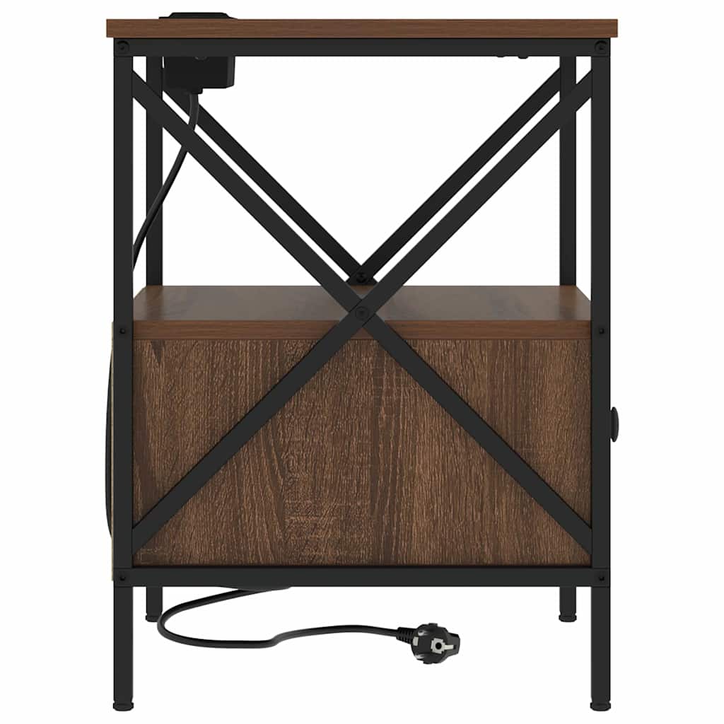 Noptiera stejar brun 41.5 x 40.5 x 55 cm Lemn compozit — imaginea 7