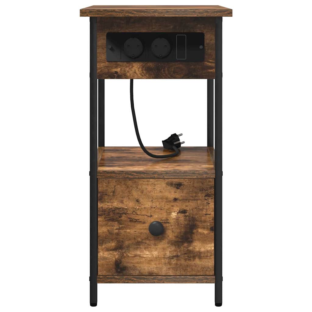 Noptiera stejar afumat 60 x 30 x 61 cm Lemn compozit — imaginea 7