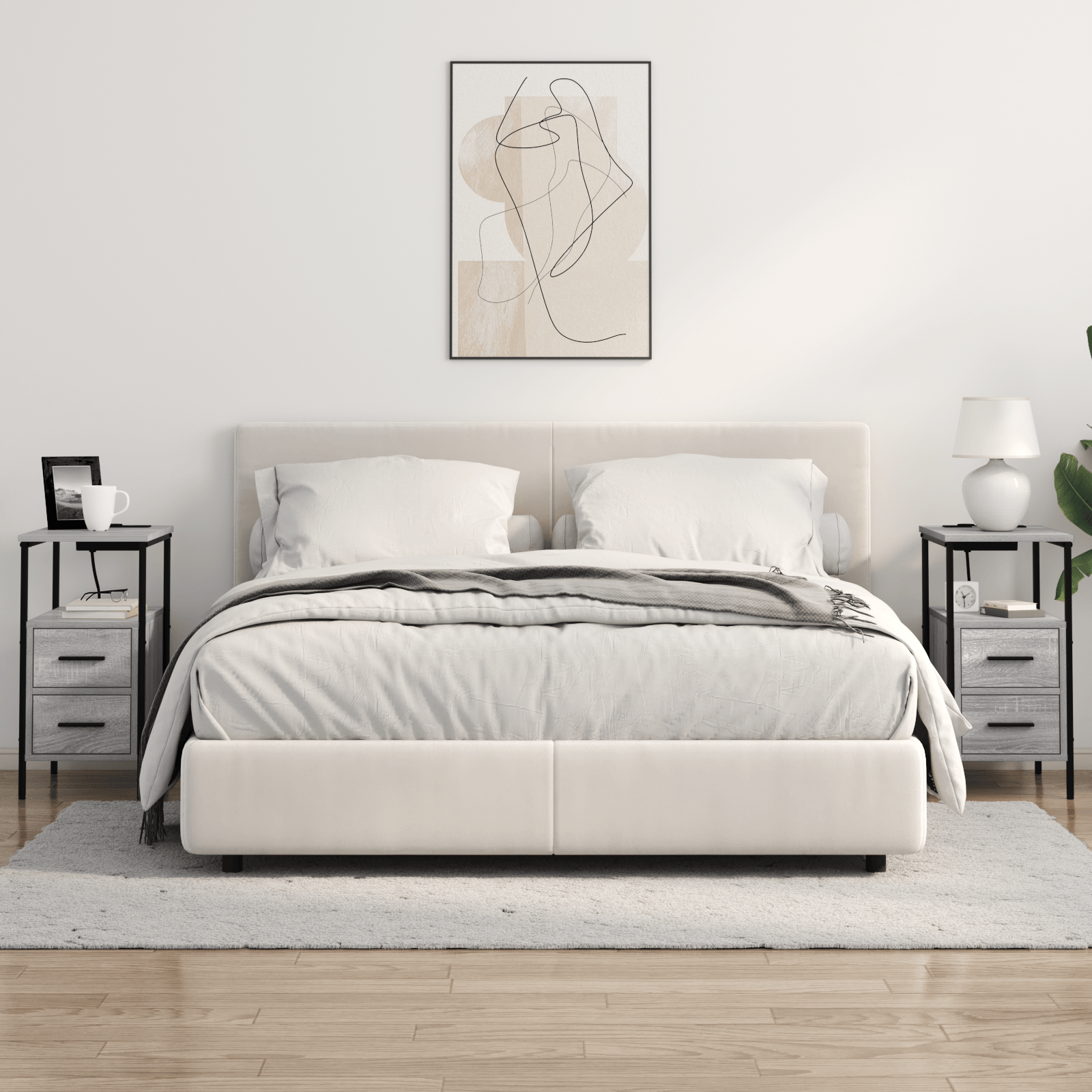 Noptiera sonoma gri 30 x 48 x 61 cm Lemn compozit — imaginea 4