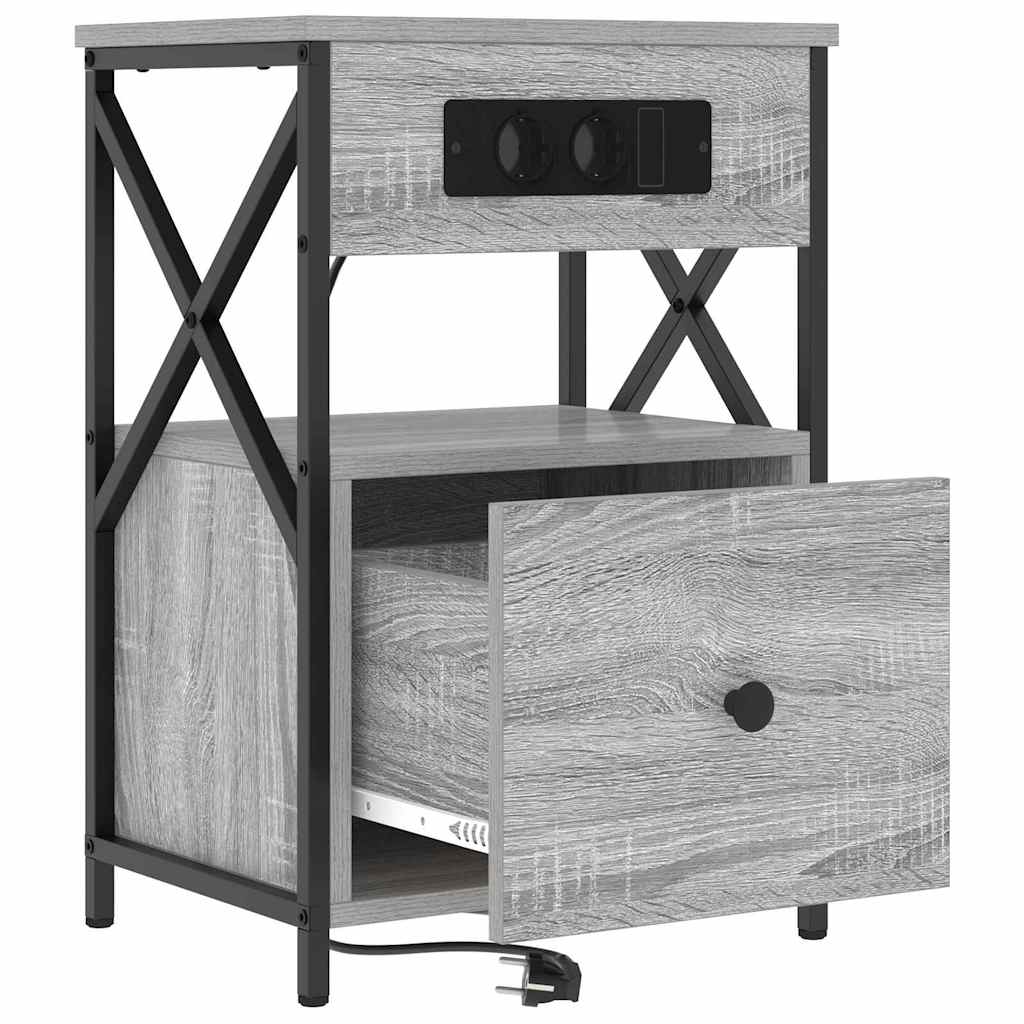 Noptiera sonoma gri 40 x 31 x 60 cm Lemn compozit — imaginea 5