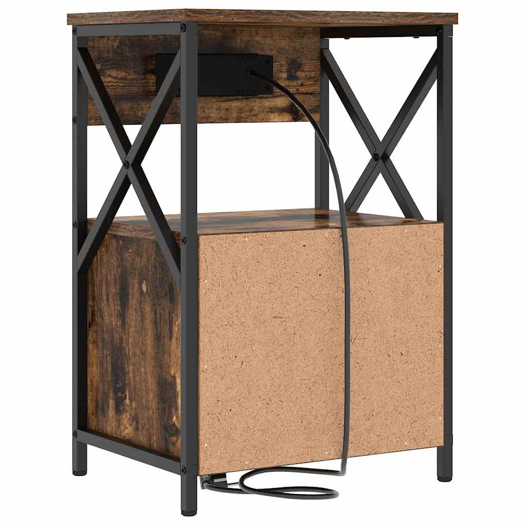 Noptiera stejar afumat 40 x 31 x 60 cm Lemn compozit — imaginea 8