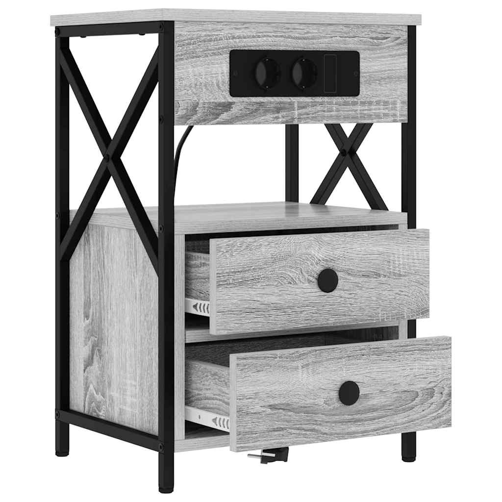 Noptiera 2 pcs sonoma gri 40 x 31 x 60 cm Lemn compozit — imaginea 6