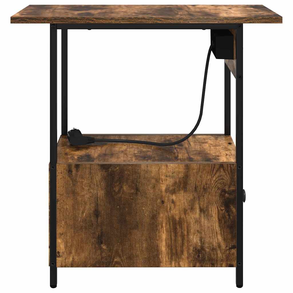 Noptiera stejar afumat 60 x 30 x 61 cm Lemn compozit — imaginea 8