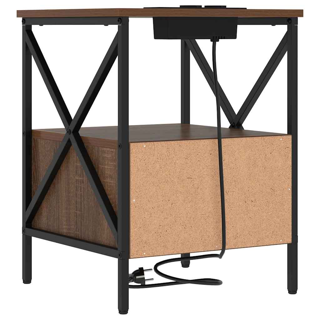 Noptiera stejar brun 41.5 x 40.5 x 55 cm Lemn compozit — imaginea 8