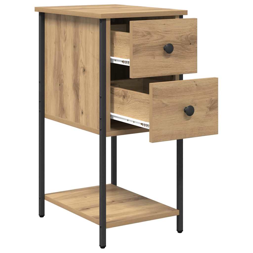 Noptiera 2 pcs stejar artizanal 32 x 42 x 70 cm — imaginea 6