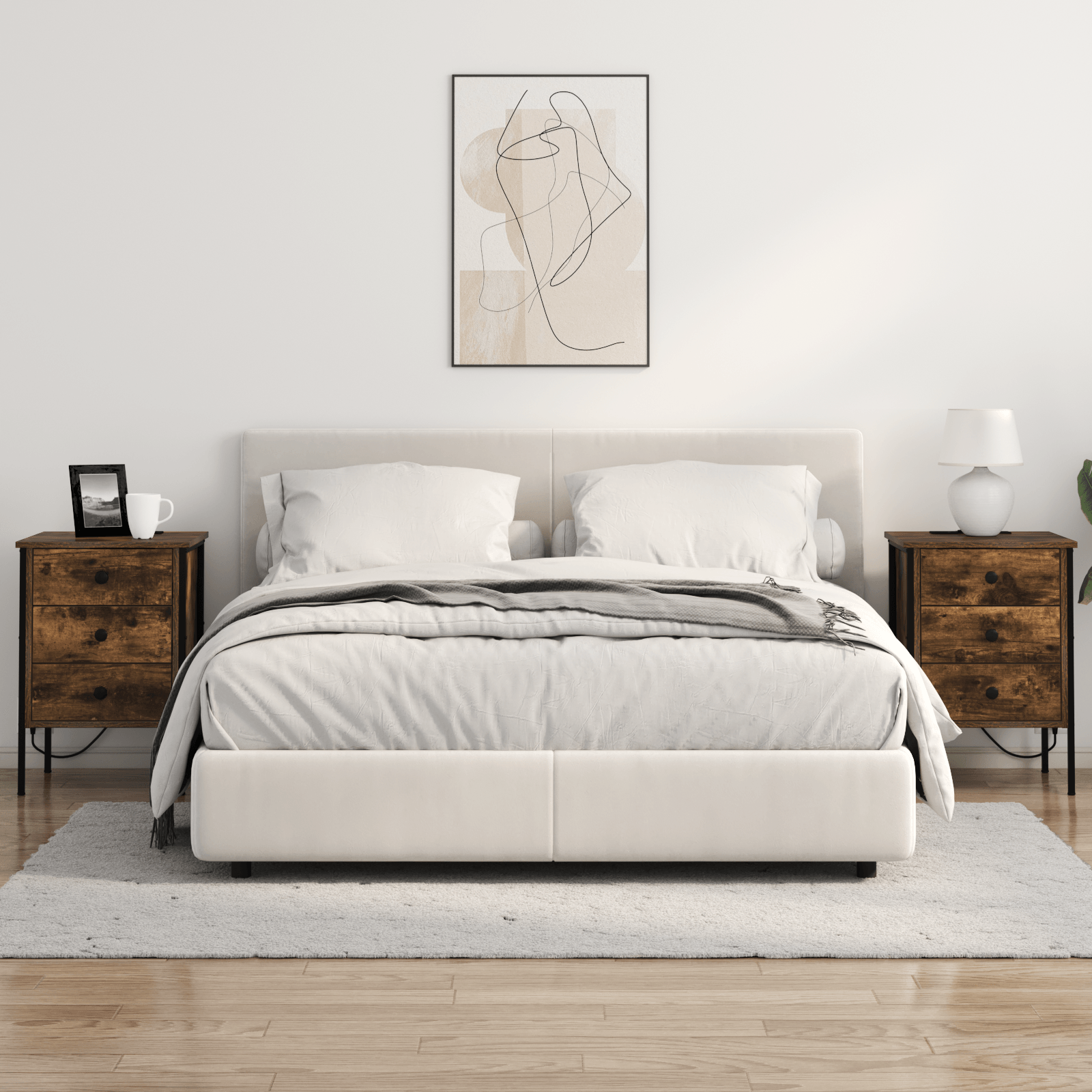 Noptiera stejar afumat 42 x 41 x 61 cm Lemn compozit — imaginea 4