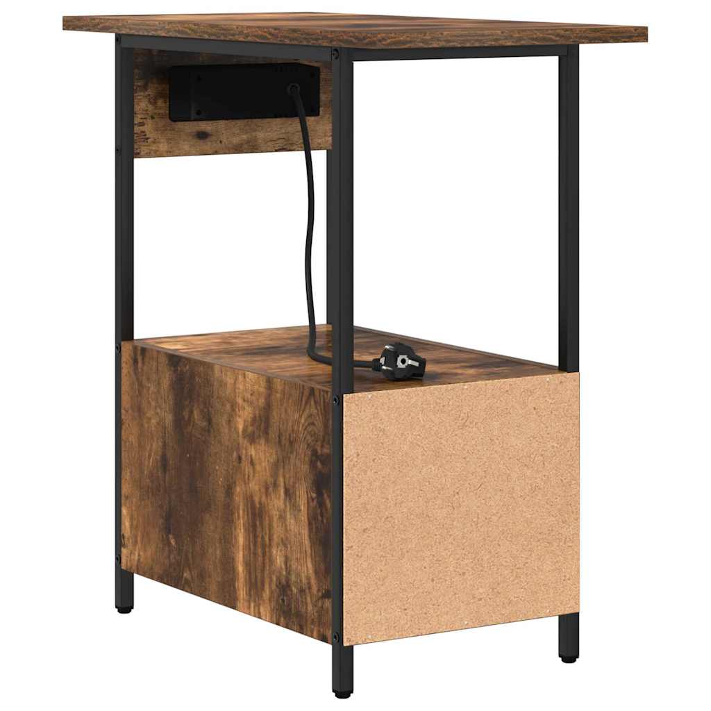 Noptiera stejar afumat 60 x 30 x 61 cm Lemn compozit — imaginea 9