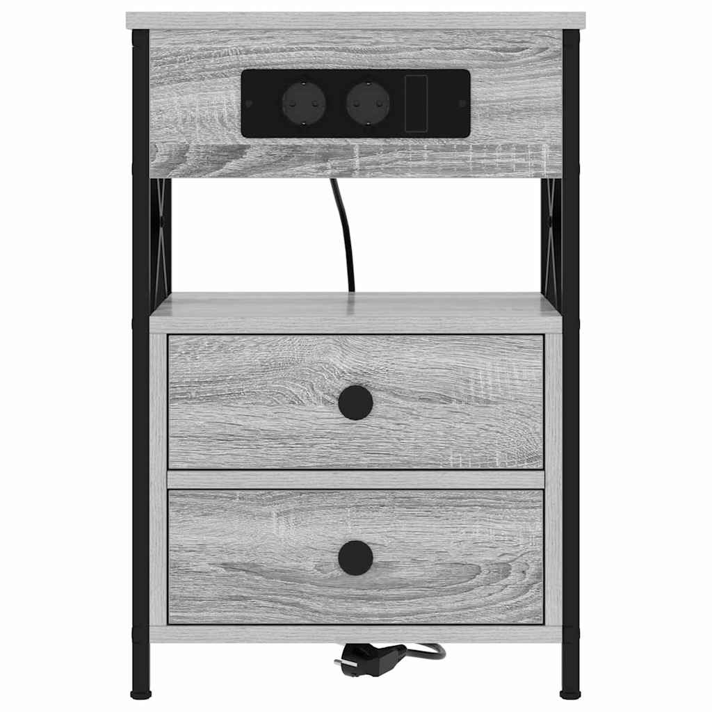 Noptiera 2 pcs sonoma gri 40 x 31 x 60 cm Lemn compozit — imaginea 7