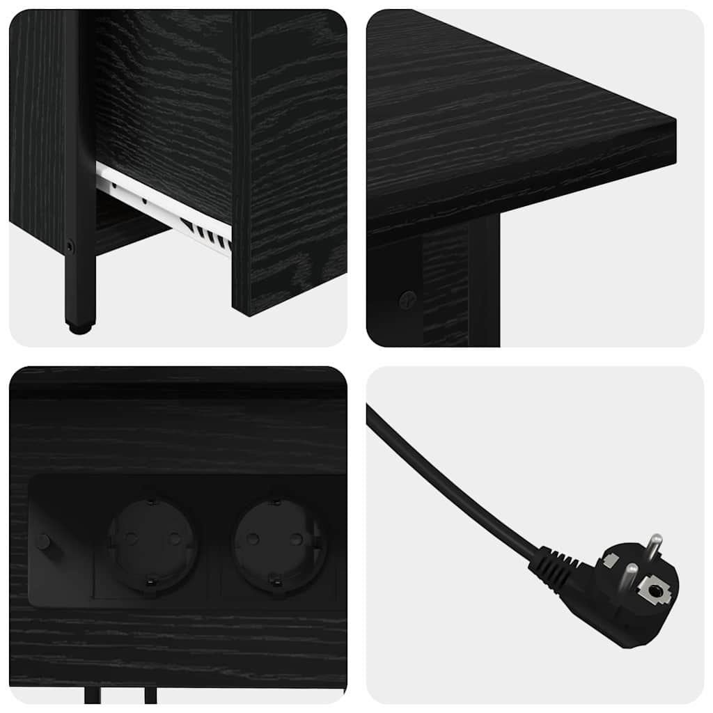 Noptiera stejar negru 60 x 30 x 61 cm Lemn compozit — imaginea 10
