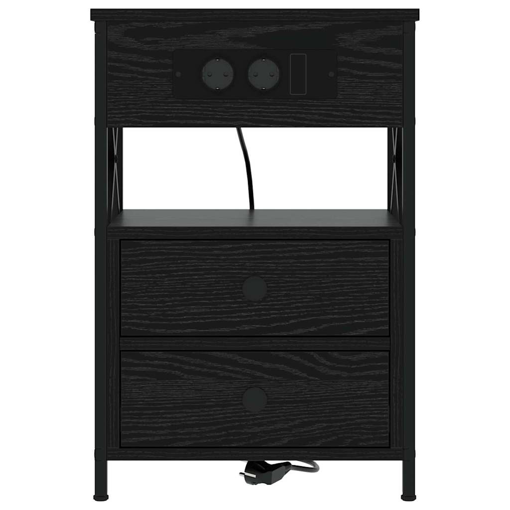 Noptiera stejar negru 40 x 31 x 60 cm Lemn compozit — imaginea 6