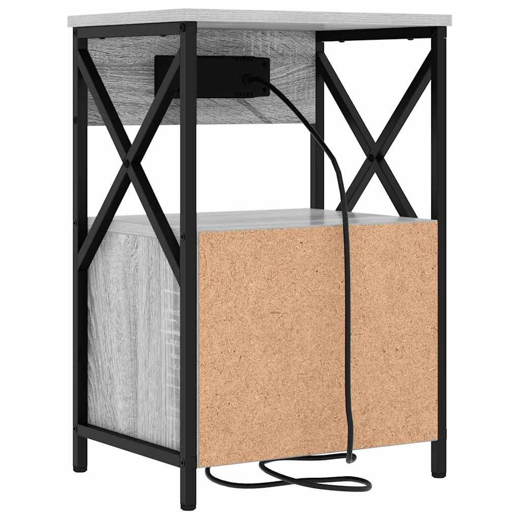 Noptiera 2 pcs sonoma gri 40 x 31 x 60 cm Lemn compozit — imaginea 9