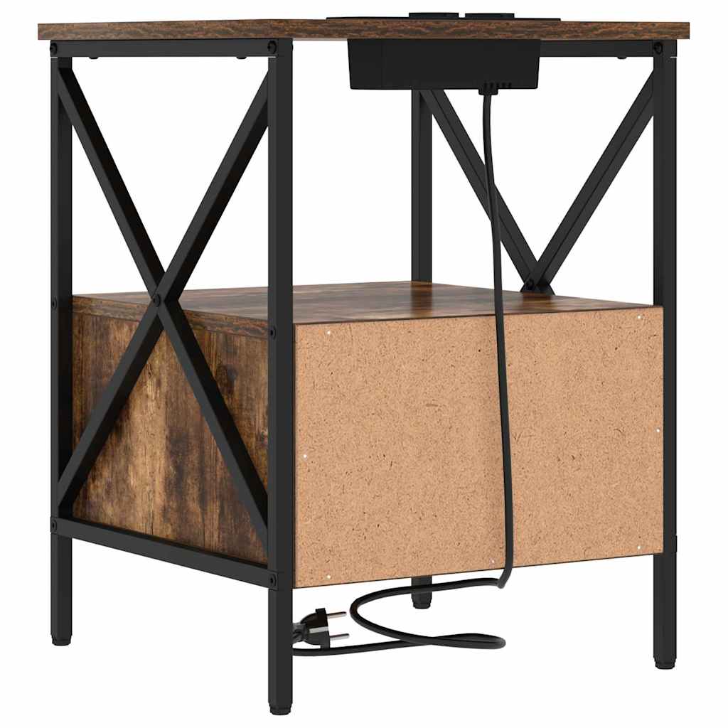 Noptiera 2 pcs stejar afumat 41.5 x 40.5 x 55 cm — imaginea 9