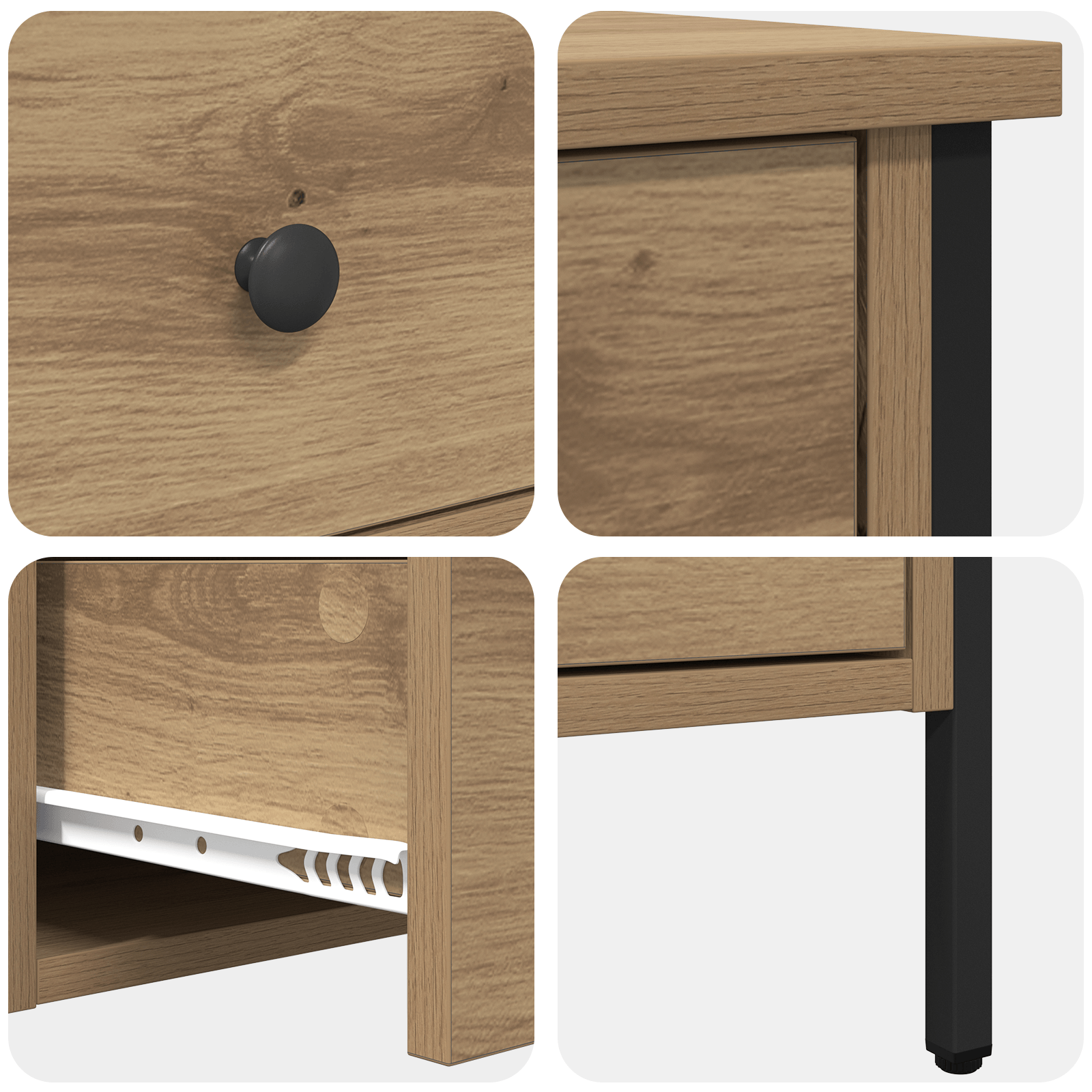 Noptiera Artisan Oak 40x42x50 cm Lemn prelucrat — imaginea 9