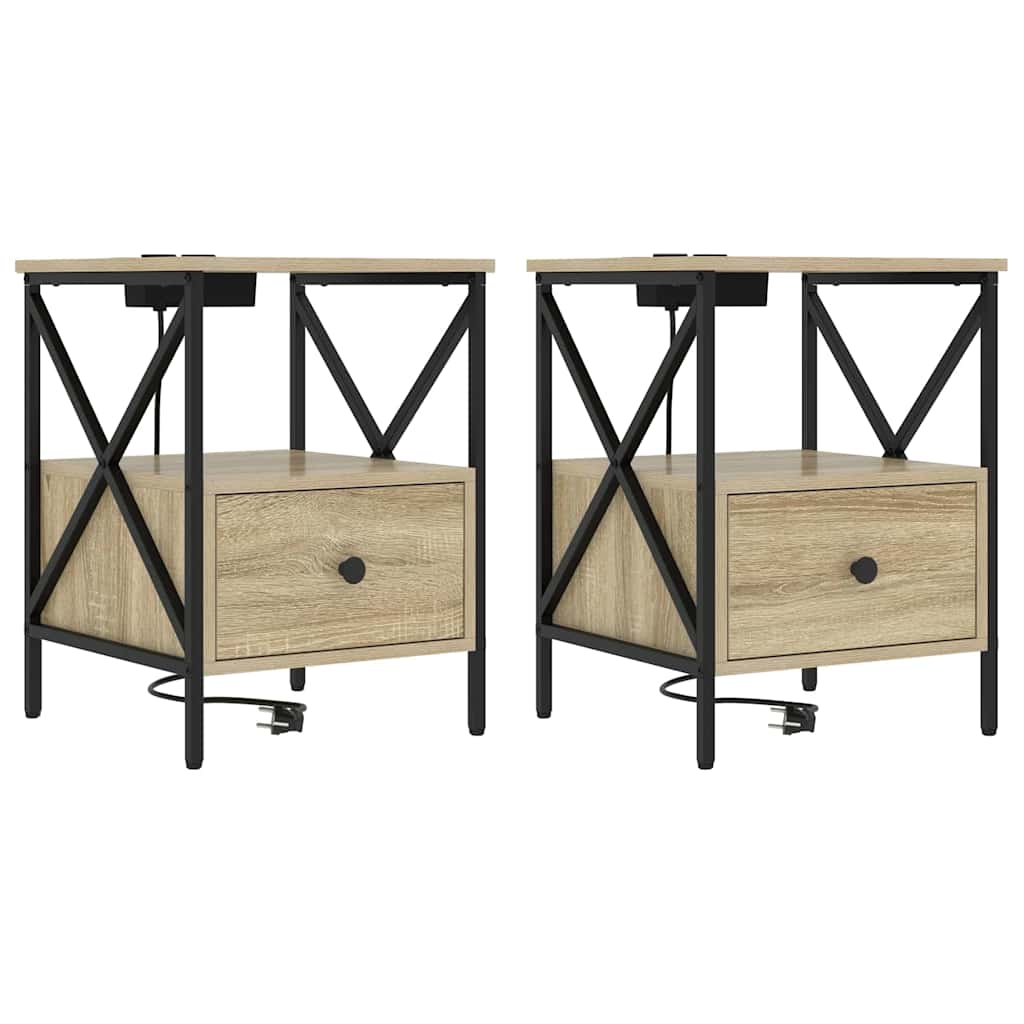 Noptiera 2 pcs stejar sonoma 41.5 x 40.5 x 55 cm — imaginea 2
