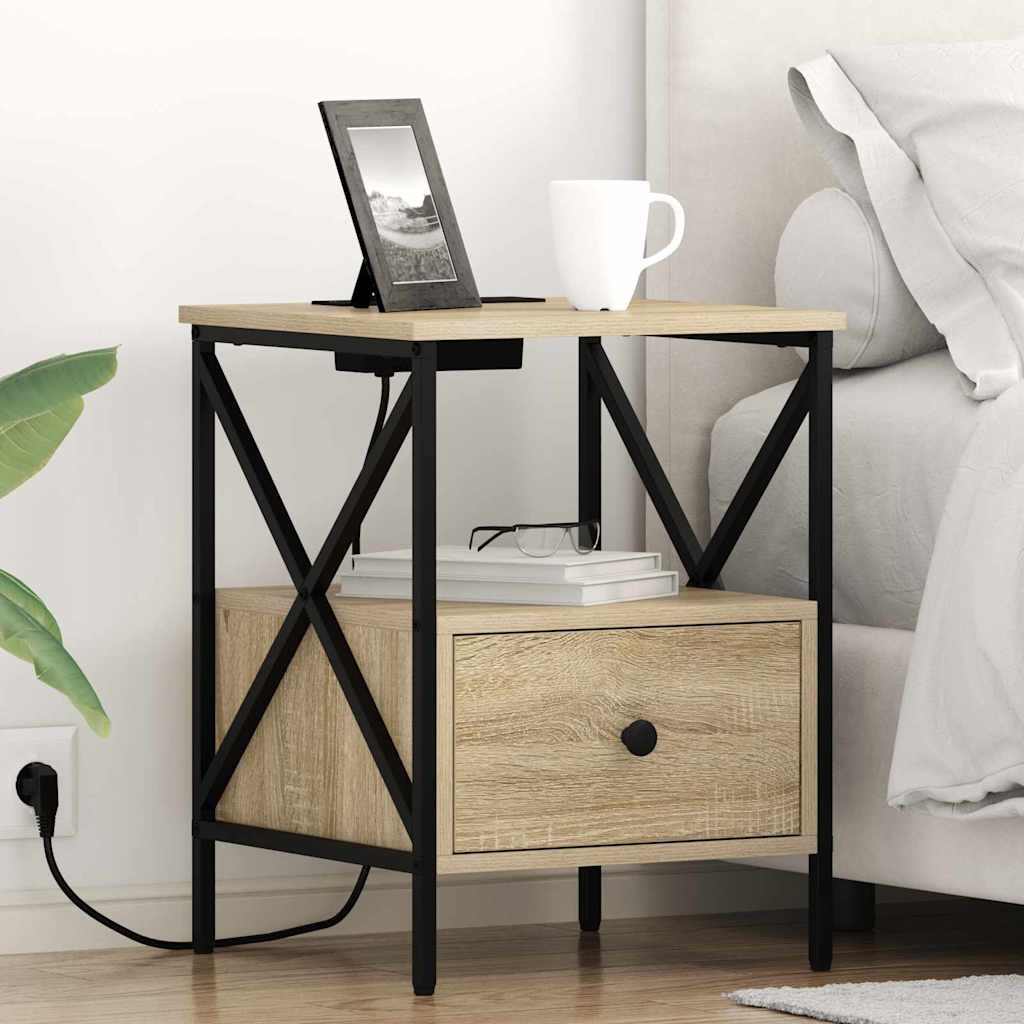 Noptiera 2 pcs stejar sonoma 41.5 x 40.5 x 55 cm — imaginea 3