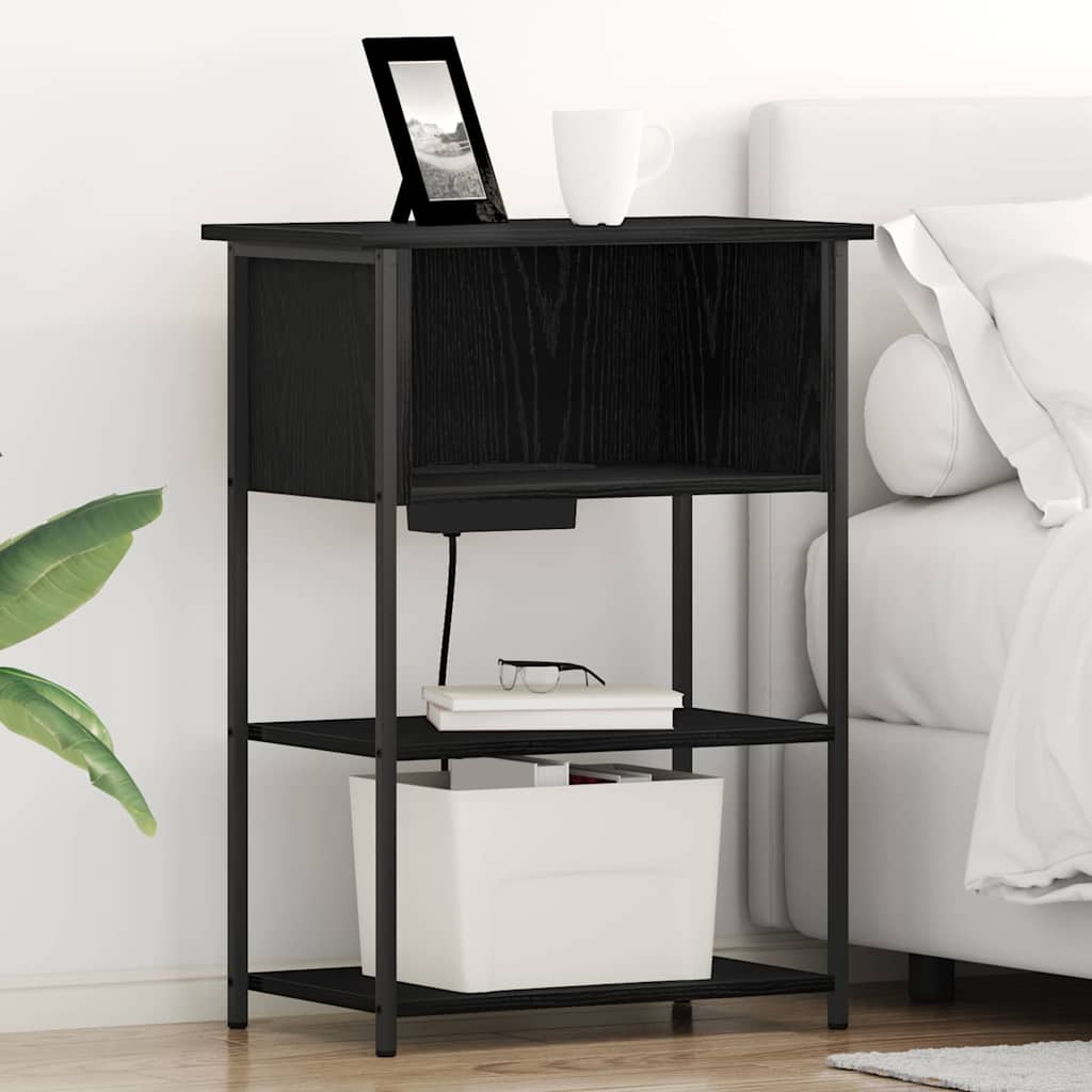 Noptiera stejar negru 55 x 31 x 76 cm Lemn compozit — imaginea 3