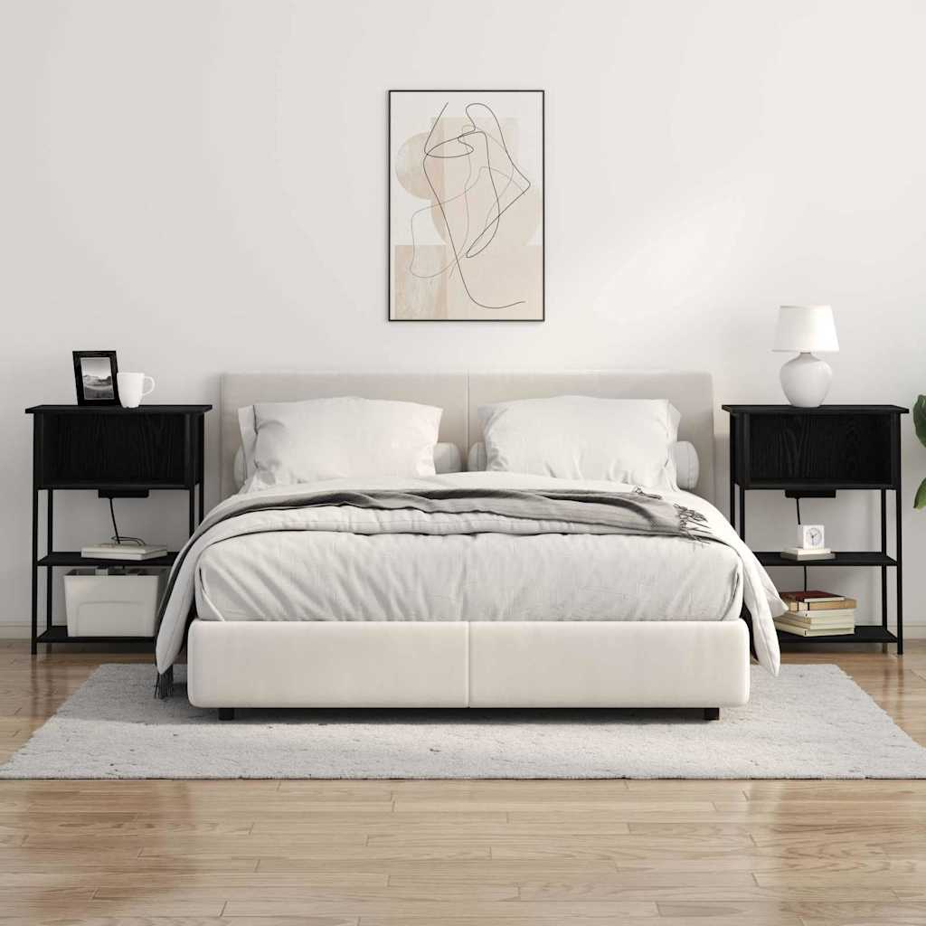 Noptiera stejar negru 55 x 31 x 76 cm Lemn compozit — imaginea 4
