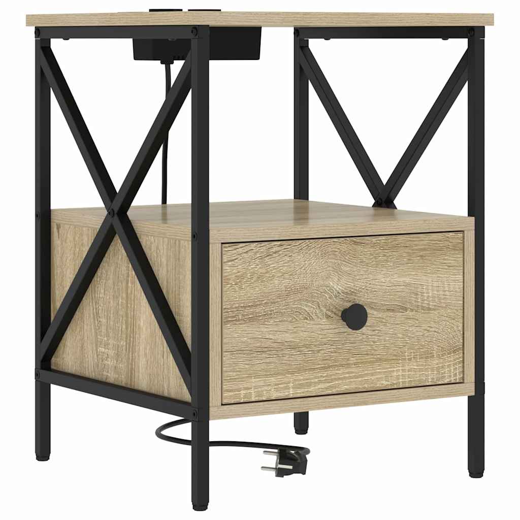 Noptiera 2 pcs stejar sonoma 41.5 x 40.5 x 55 cm — imaginea 5