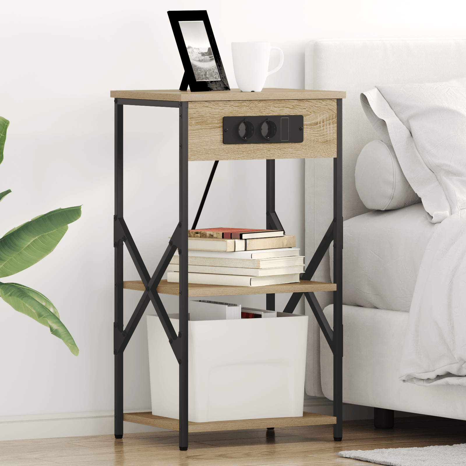 Noptiera stejar sonoma 41 x 31 x 76 cm Lemn compozit — imaginea 2