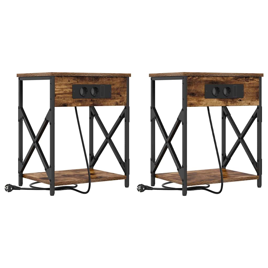 Noptiera cu sertar 2 pcs stejar afumat 41 x 31 x 51 cm — imaginea 2