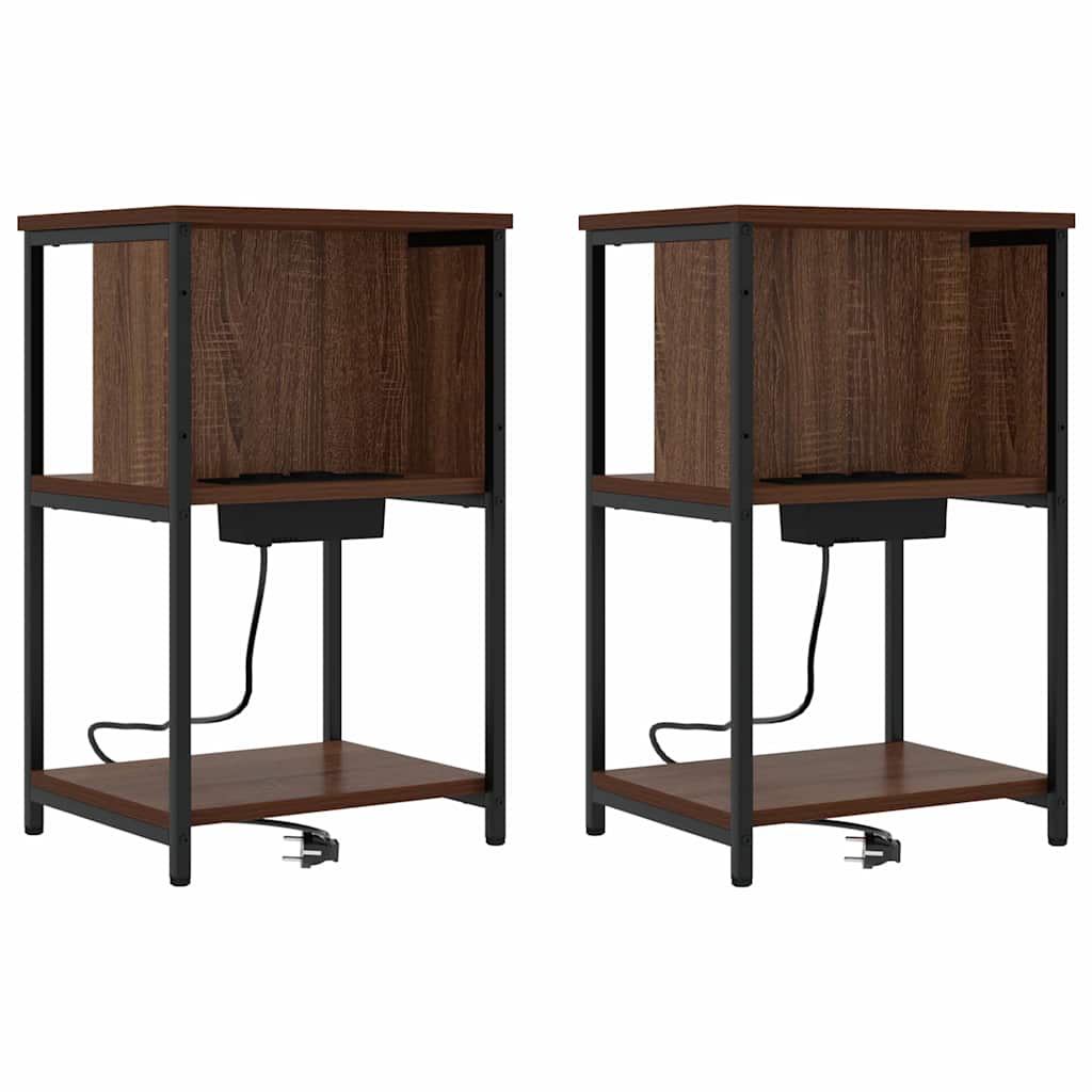 Noptiera 2 pcs stejar brun 38 x 31 x 61 cm Lemn compozit — imaginea 2