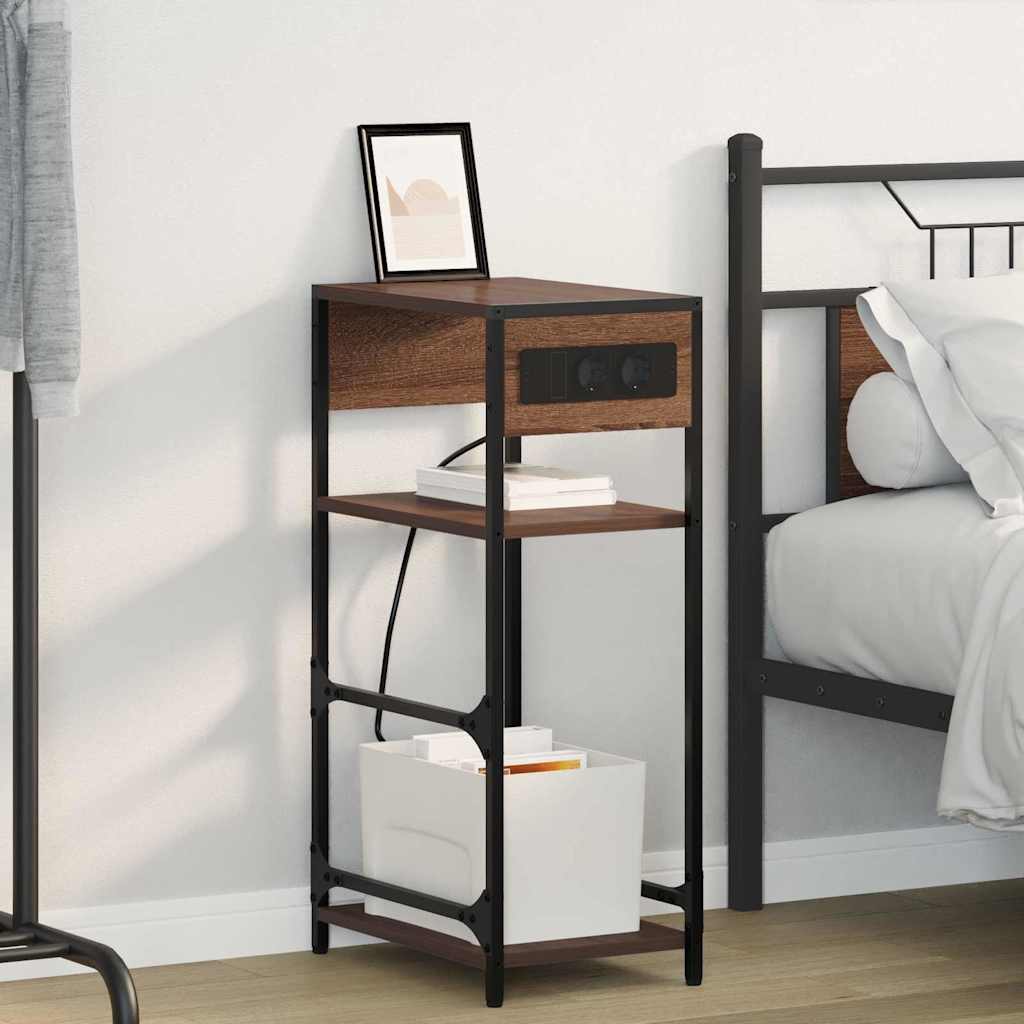 Noptiera stejar brun 40 x 27 x 76 cm Lemn compozit — imaginea 2