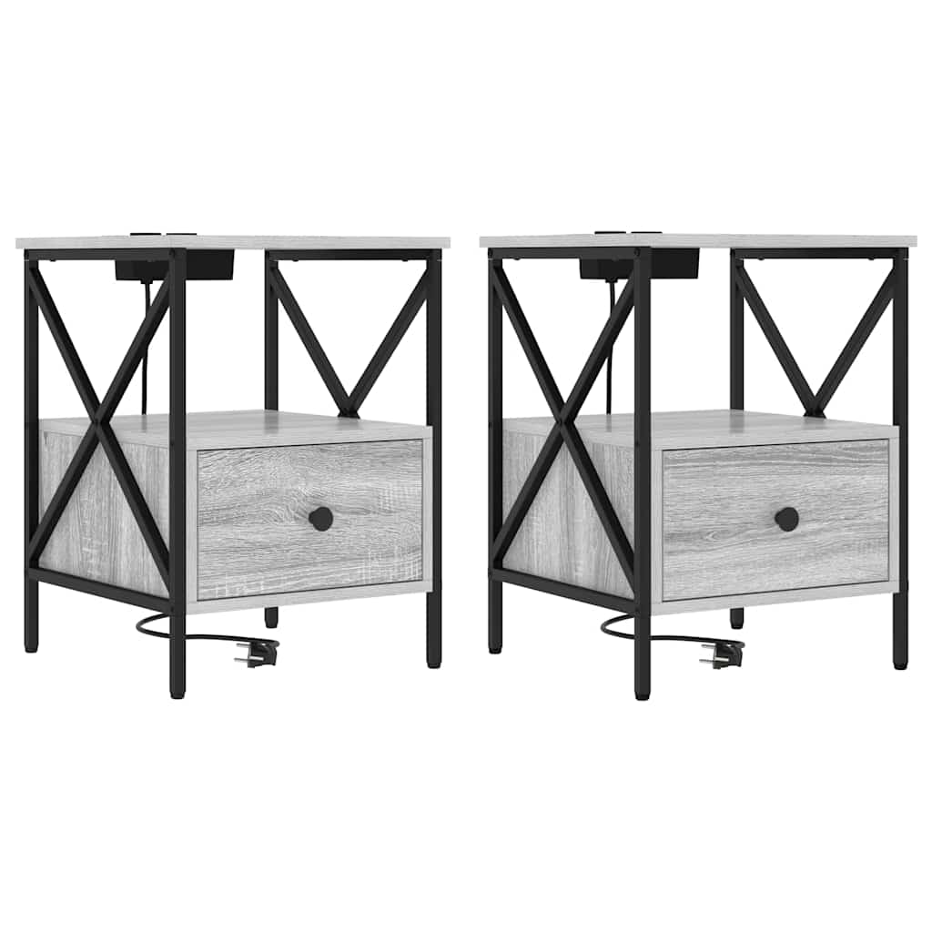 Noptiera cu sertar 2 pcs sonoma gri 41.5 x 40.5 x 55 cm — imaginea 2