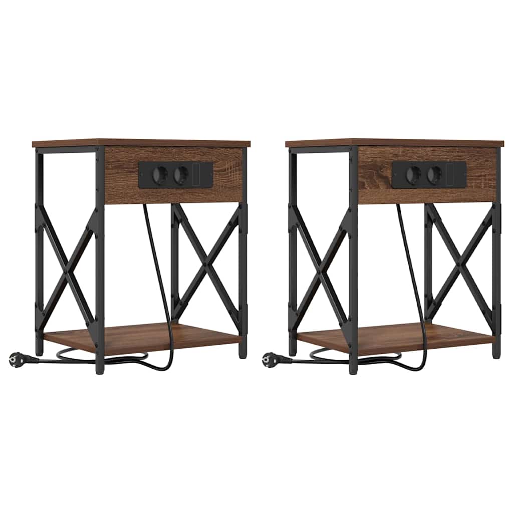 Noptiera 2 pcs stejar brun 41 x 31 x 51 cm Lemn compozit — imaginea 2