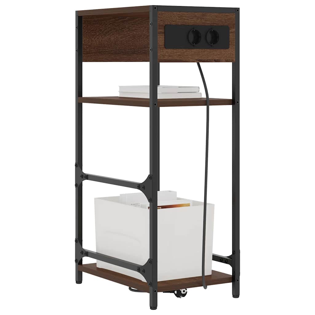 Noptiera stejar brun 40 x 27 x 76 cm Lemn compozit — imaginea 3